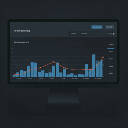 Modern office dashboard showing analytics data and e-commerce growth charts