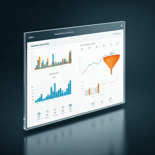 A clean, high-density HubSpot analytics dashboard displayed on a sleek glass panel.