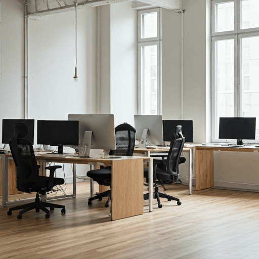 Modern tech agency office with developers working on screens