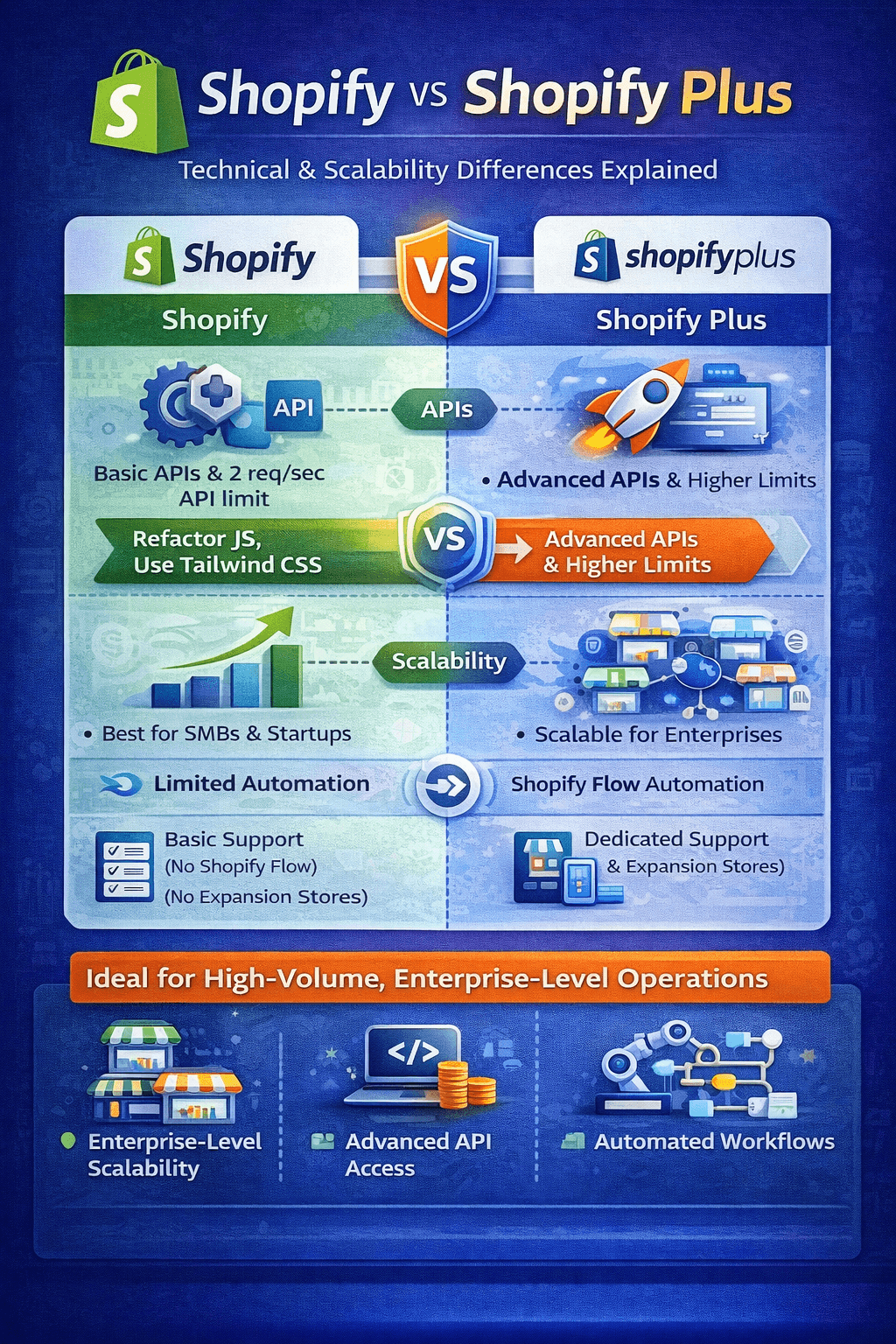 Shopify vs Shopify Plus: Technical & Scalability Differences